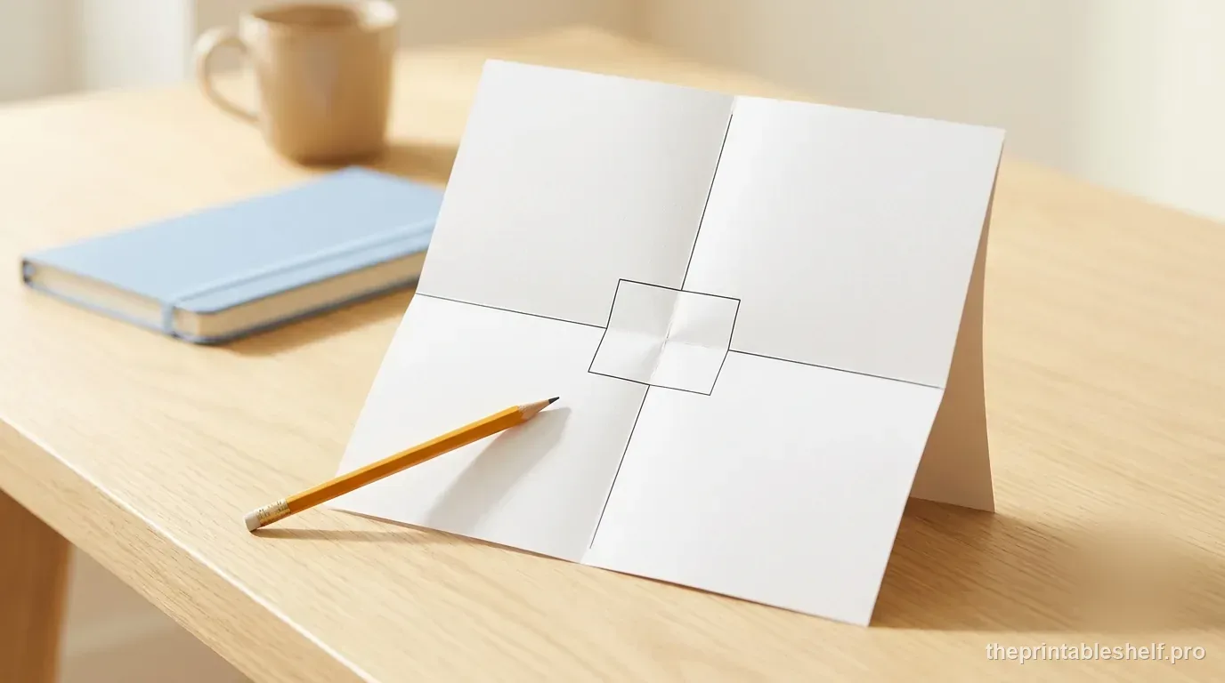 Pastel Four-Square Writing Method organizer with planning cards leading toward a drafted paragraph